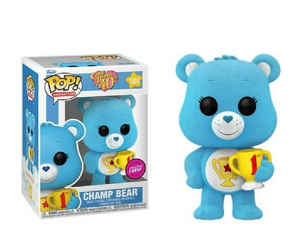 Funko POP! Care Bears Champ Bear CHASE [Flocked] #1203